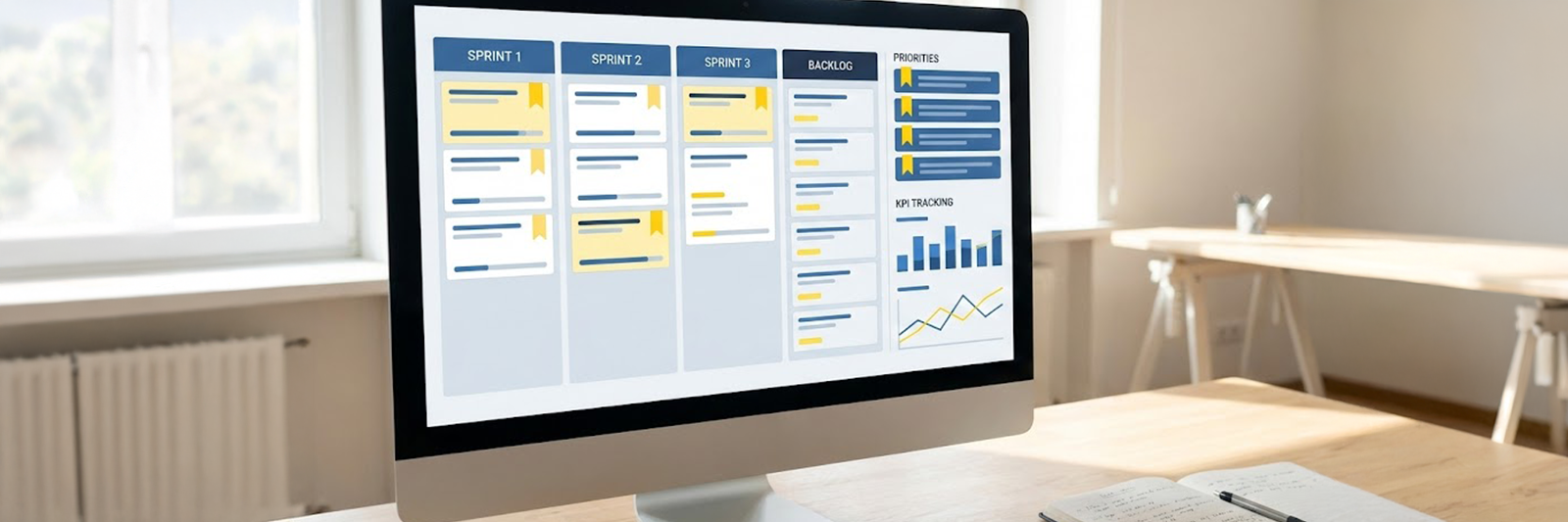 SEO-Roadmap einer e-Commerce SEO-Agentur zeigt Prioritäten, Sprints und KPIs im Shop