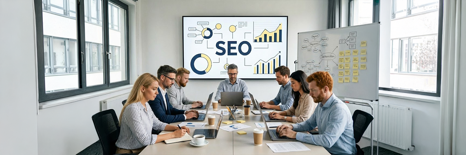 Team analysiert mit einer JTL SEO Agentur Struktur, Indexierung und Content im JTL-Shop