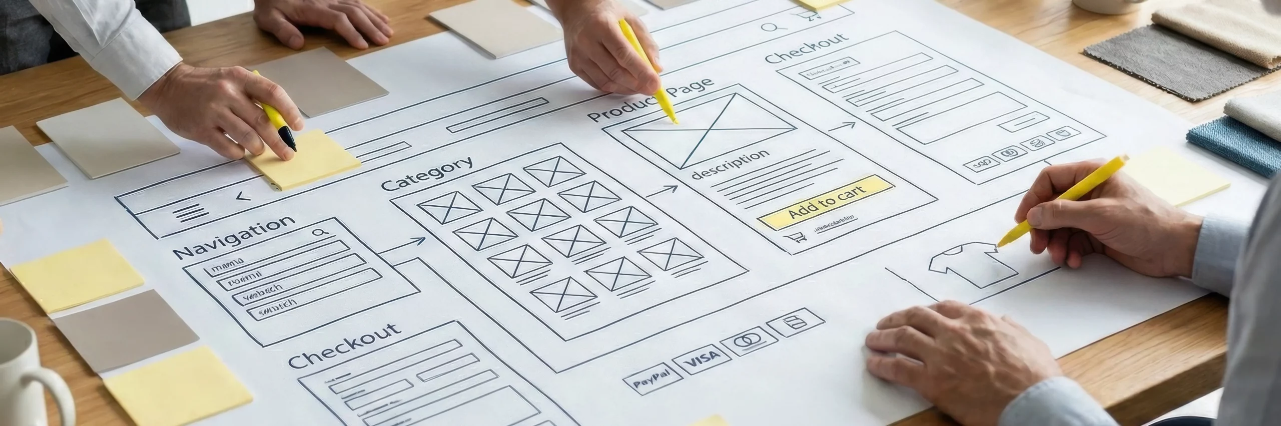 Blueprint-Szene zeigt Online Shop-Entwicklung mit klarer Architektur, Struktur und Prioritäten