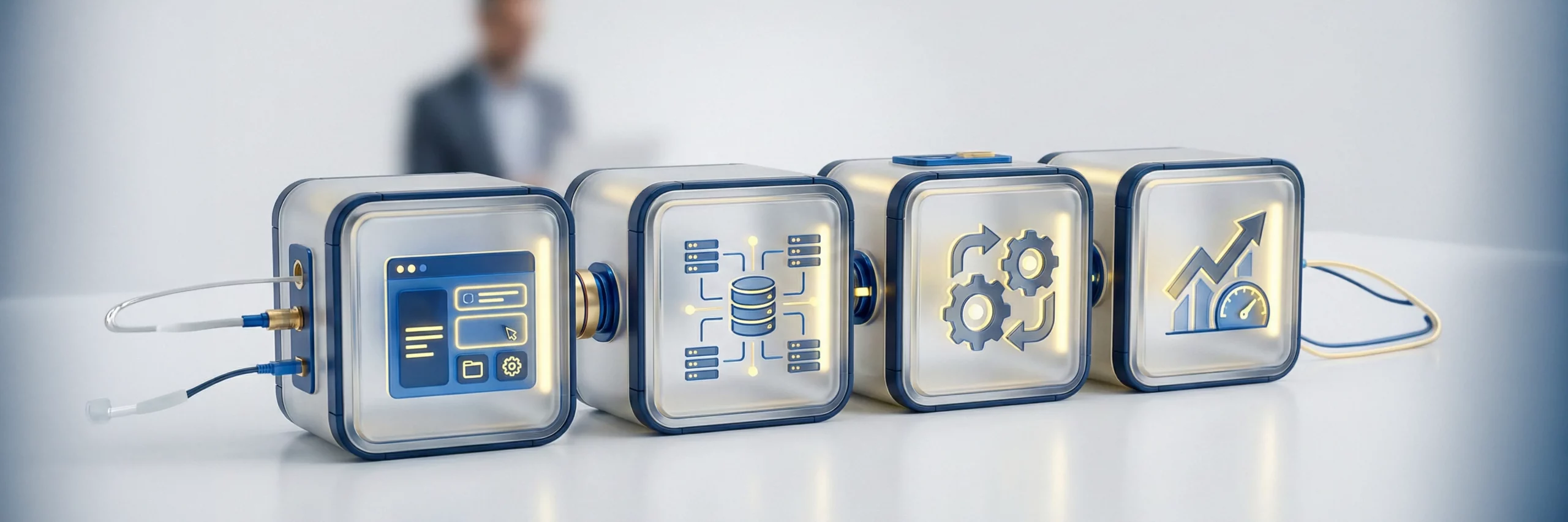 Modulare Bausteine visualisieren Online Shop-Entwicklung als integriertes System aus Technik, Daten und Automatisierung